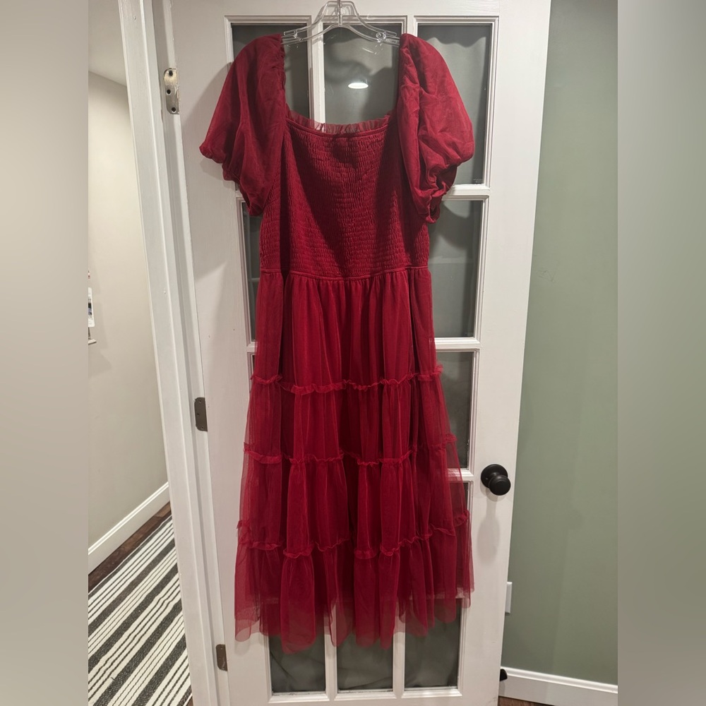 Burgundy Tulle Dress - Picture 4 of 5